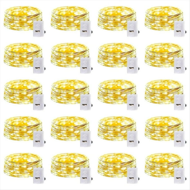 Guirnalda de Luces LED A Pilas, 3 Funciones, Parpadeo Lento, 2 M, Impermeable, Mini Luces LED para Bodas.