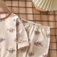 thumbnail image 6 of TOWED22 Winter Outfit for Infant Toddler Long Sleeve Print Round Neck T-Shirt Fleece Pants 2Pcs Warm Clothes Set(Khaki,4-5 Y), 6 of 6