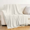 thumbnail image 5 of Cozival Knitted Throw Blanket, Knitted Throw Blanket - Soft & Cozy Lightweight Blanket for Couch, Sofa, Or Bed, Breathable Design Perfect for Spring & Summer, Breathable Bedspread, White, 5 of 7