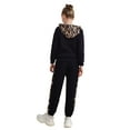thumbnail image 3 of Haitryli Girls 2pcs Casual Set Leopard Print Tracksuit Long Sleeve Hoodie with Elastic Waistband Sweatpants Black 4-5, 3 of 8
