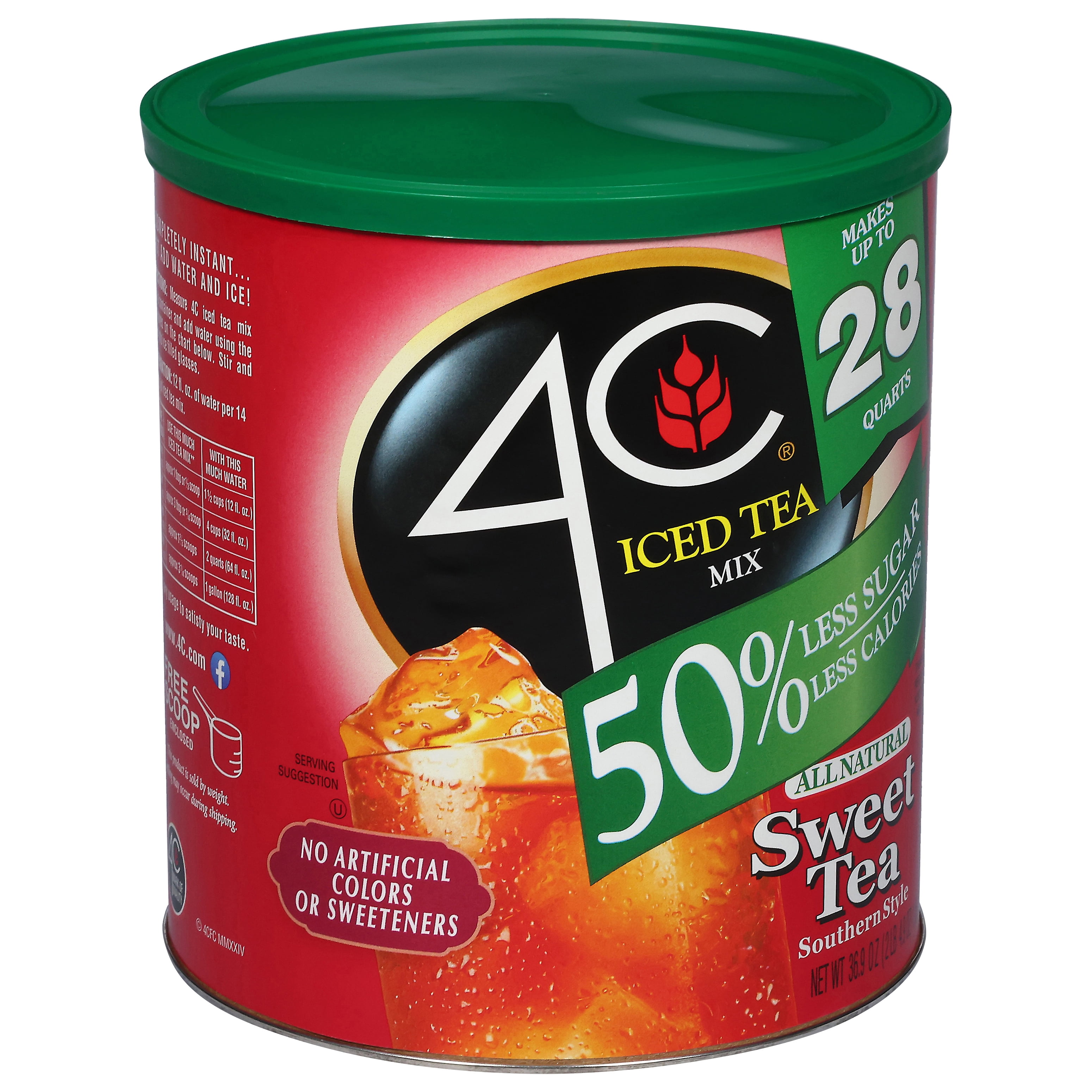 (6 pack) 4C Reduced Sugar Sweet Iced Tea, 28qt, 36.9oz