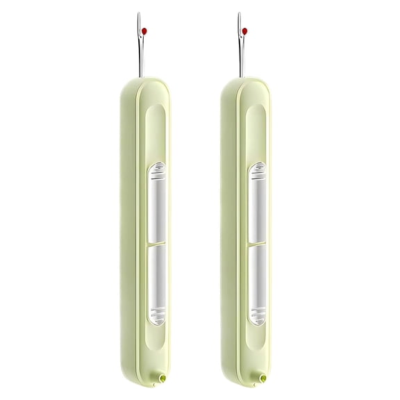 Upgraded 2 in 1 Automatic Needle Threaders Seam Ripper, Needle Threaders for Hand Sewing, Stitch Remover Tool, Multifunctional Quilting Supplies Sewing Accessories (Green 2 Pack)
