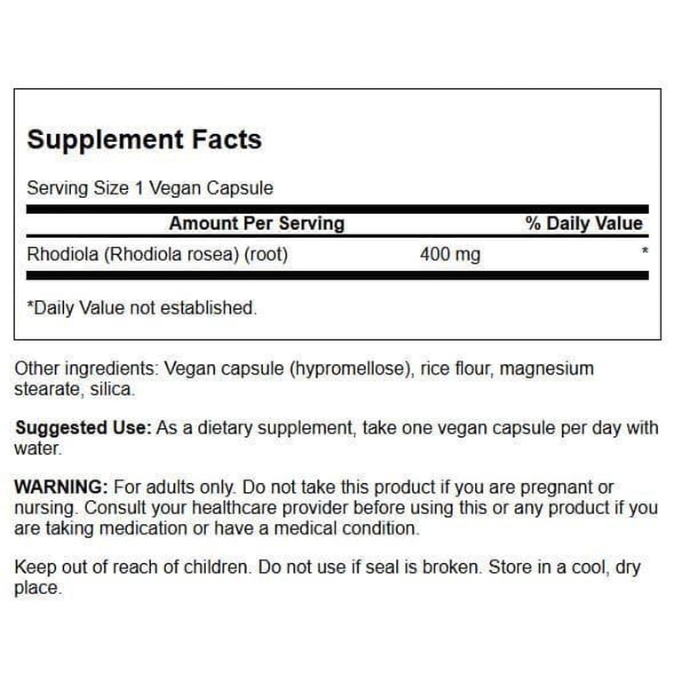 Swanson Rhodiola Rosea Root 400mg, Stress Support photo 2