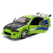 Brian's Mitsubishi Eclipse Green with Graphics (Damaged Version) The Fast and the Furious 2001 1/32 Diecast Model Car by Jada