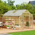 thumbnail image 3 of Amkui Large Aluminum Walk-in Green Houses for Outdoors, Polycarbonate Greenhouse with Sliding Doors & Roof Vent, Sunroom Winter Greenhouse for Outside Patio, Backyard, Garden, 3 of 11