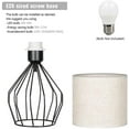 thumbnail image 4 of Black Bedside Table Lamp Modern Style Black Hollowed Out Base with Tan Linen Fabric Shade, 4 of 7