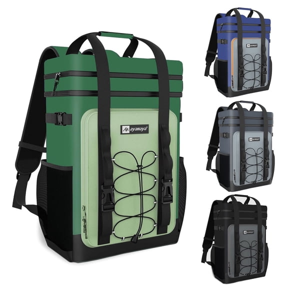 Cooler Backpack, 40 Cans Leakproof Insulated Travel Cooler with Padded Top Handle & Mesh Pocket for Camping Travel Beach Picnics (Green)