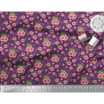thumbnail image 3 of Soimoi Purple Cotton Cambric Fabric Leaves & Floral Printed Craft Fabric by the Yard 58 Inch Wide, 3 of 3