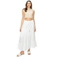 thumbnail image 4 of Cali1850 Women's XS~XL Lined Tiered Elastic Waist Linen Flare Maxi Skirt, 4 of 7