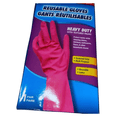 thumbnail image 2 of FSSTAM Long-Cuff Pink Latex Gloves Medium Size, Heavy Duty Multipurpose Reusable Gloves Textured Latex Coated Gripping Thick Safety Palms Hand Gloves, 1 Pair, 1 Pack(with Exclusive FSSTAM Booskie), 2 of 6