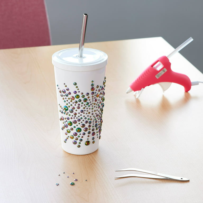 19oz. White Stainless Steel Tumbler with Straw by Celebrate It