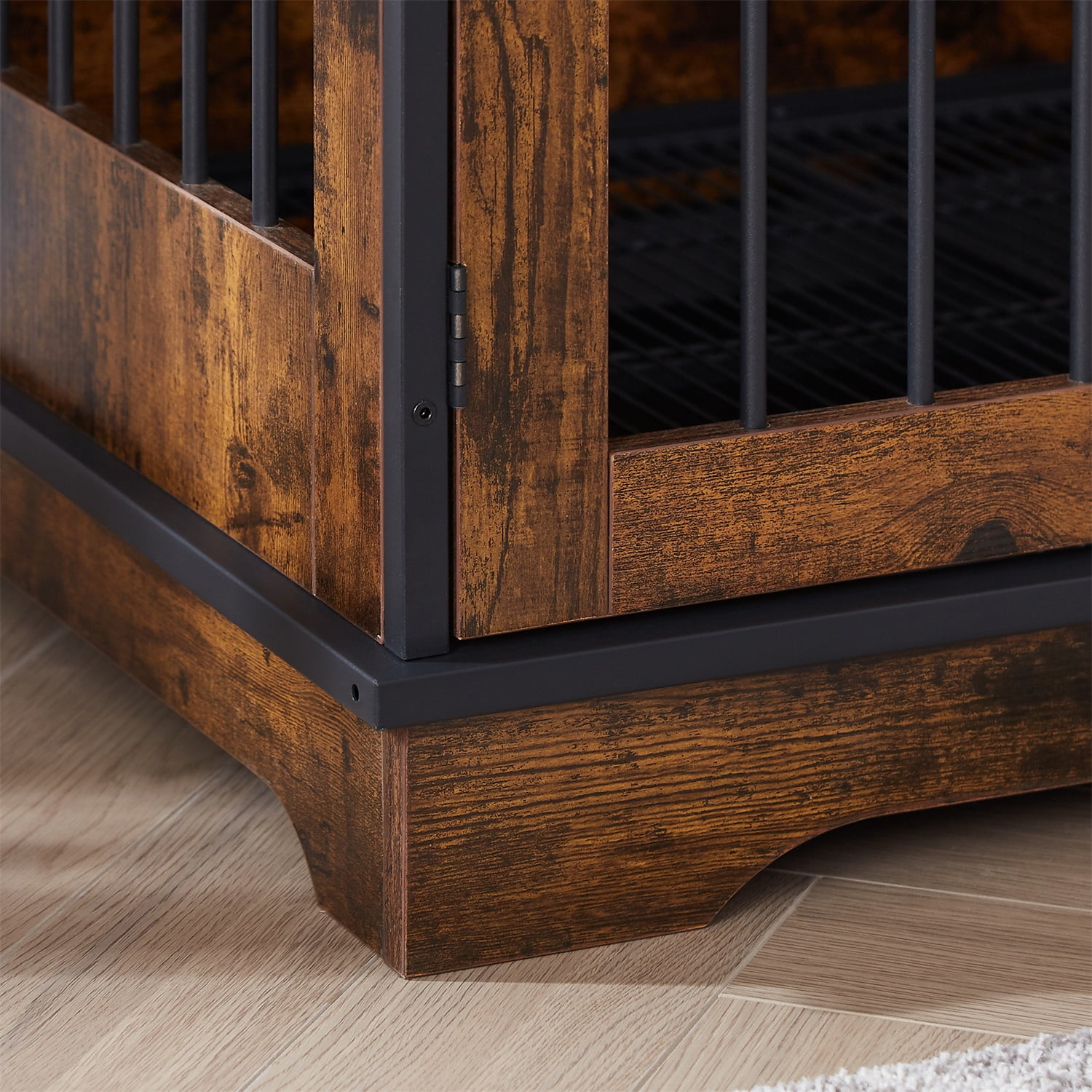 Pefilos 37.8" Dog Crates for Indoor Dogs, Heavy-Duty Dog Cage Furniture, Decorative Wood Kennels with Removable Trays and Feeding Bowls, Brown Pefilos 37.8" Dog Crates for Indoor Dogs, Heavy-Duty Dog Cage Furniture, Decorative Wood Kennels with Removable Trays and Feeding Bowls, Brown
