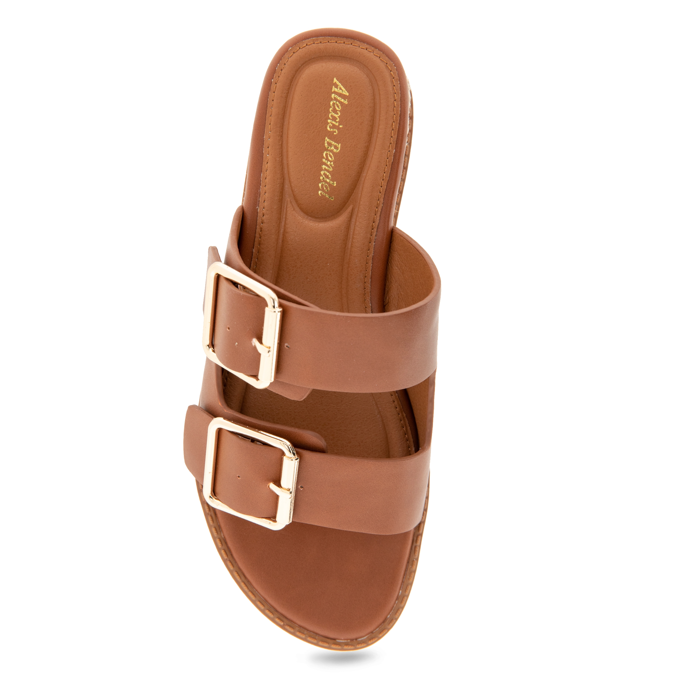 Alexis Bendel Ladies Tan Vachetta Leather Wedge Sandals Size 7.5