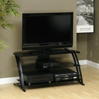 Sauder Deco Panel TV Stand with Glass Shelves for TVs up to 42'' (Black Finish)