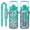 Greenish-blue, variant on Spooky Gothic 64oz Leak-Proof Water Bottle with Sleeve - Witch & Skeleton Print Large Capacity Bottle for Running & Gym