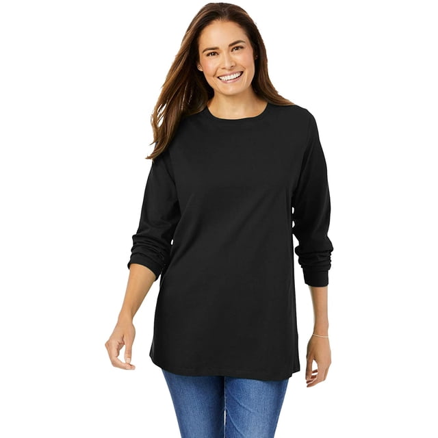 T-shirt à Manches Longues à Col Ras du Cou Parfait pour Femmes Grande Taille
