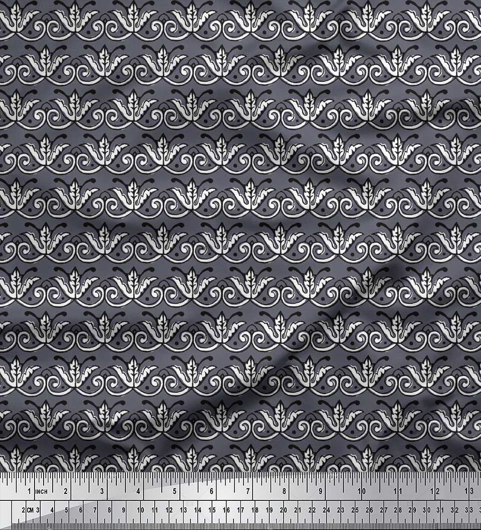 Soimoi Rayon Fabric Dot,Swirl & Floral Block Decor Fabric Printed Yard 56 Inch Wide
