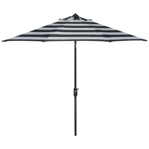 Safavieh Iris 9 Market Auto Tilt Patio Umbrella Black White Walmart Com Walmart Com