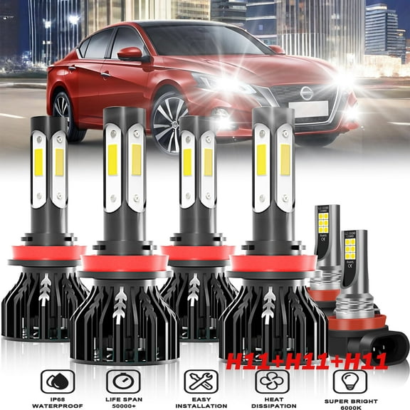 For 2007-2017 Nissan Altima Front LED Headlight High Low Beam Fog Light Bulbs 6X