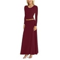 thumbnail image 3 of Sweet Hearts 2 Piece Sets for Women- Casual Modal Solid Maxi Skirt Long Sleeve Crop Tops Womens 2 Piece Outfits Fall Made in USA (Wine, Large), 3 of 7