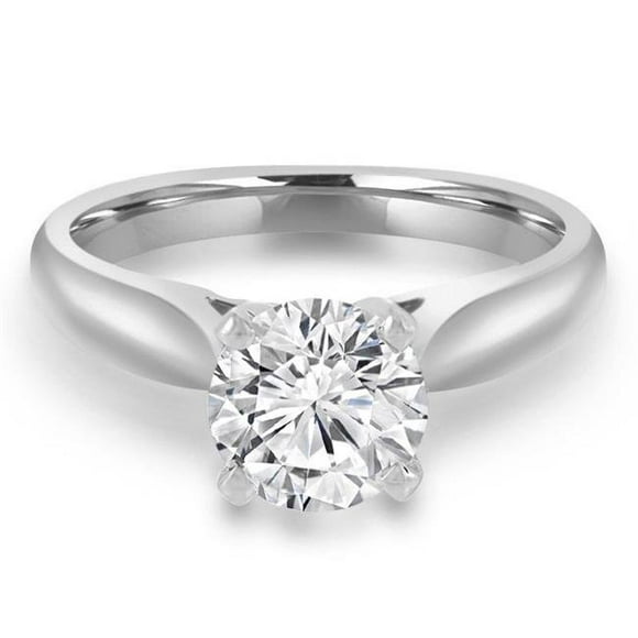 Majesty Diamonds MD190460-3 0.33 CT Round Diamond Solitaire Engagement Ring in 14K White Gold - Size 3