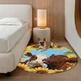 thumbnail image 3 of Sunflower Cows Round Rug 5ft Washable Circle Kitchen Rugs Non Slip Yellow Floral Watercolor Botanical Summer Large Area Rug Indoor Floor Carpet for Bedroom Living Room Home Office Dining Room Nursery, 3 of 8