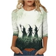 thumbnail image 3 of Yourumao Womens Halloween Shirts 3/4 Sleeve Plus Size Tops with Witch Print Crewneck Spooky Season Graphic Tees for Halloween Outdoor, 3 of 5