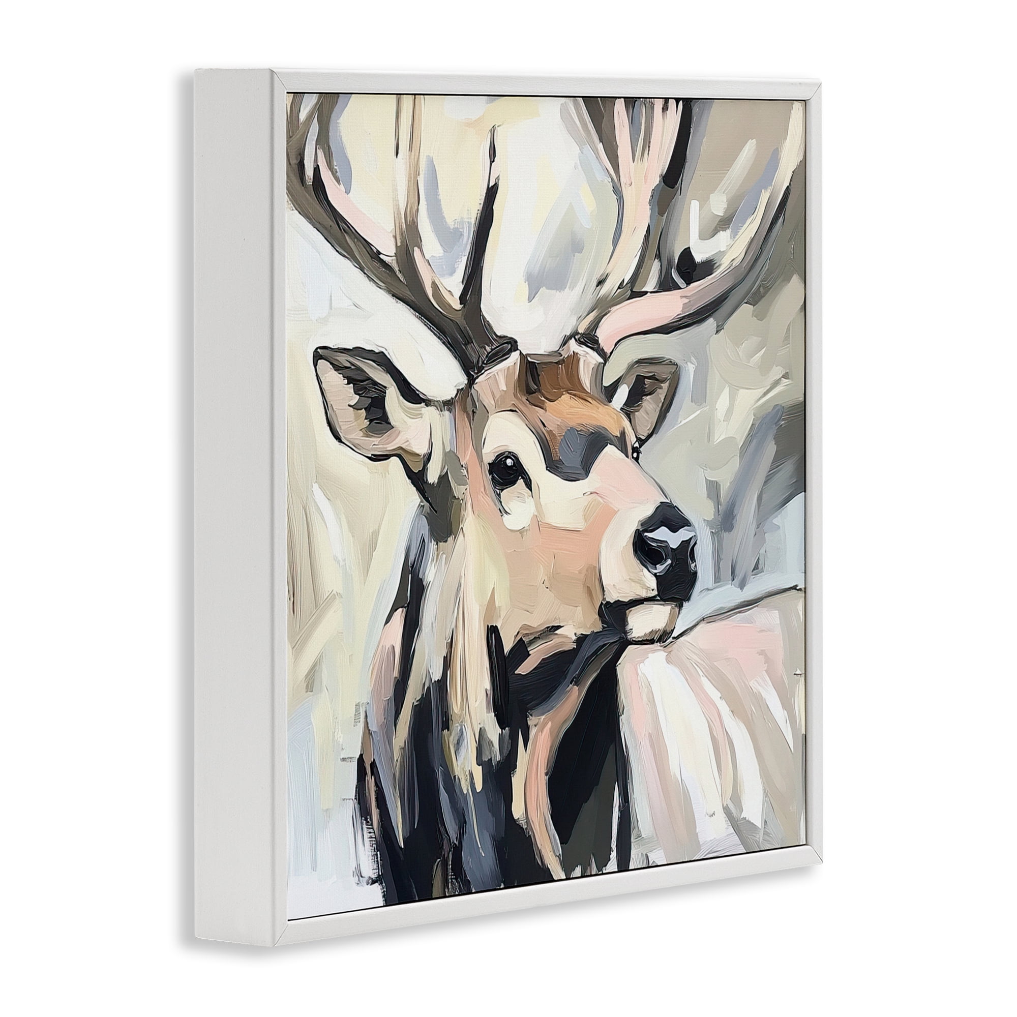 Stupell Industries Neutral Bull Elk Portrait White Framed Giclee Art, design by Tina LeCour