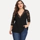 thumbnail image 1 of Pntutb Camiseta de gasa de manga larga mediana con encaje para mujer con cuello en V y camiseta suelta grande Pntutb Pntutb-4421, 1 of 9