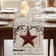 thumbnail image 3 of Table Runners 90 Inches Long Dress Scarves, Texas Star Vintage Farmhouse Coffee/Dining/Kitchen Table Runner for Living Room, Red Retro Berry Beige Wooden 13x90 Inch, 3 of 9