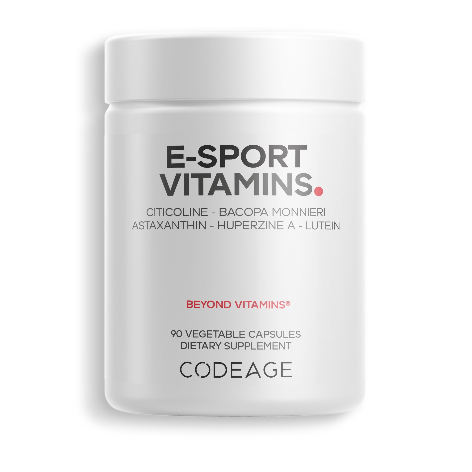 Codeage E-Sport Vitamins. Citicoline Cognizin, Bacopa Monnieri Supplement, Multivitamins, Astaxanthin, L-Theanine, Ginkgo Biloba, Acetyl-L-Tyrosine, Huperzine A, Lutein, Esport Gaming - 90 Capsules