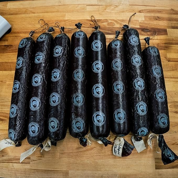 The Bearded Butchers DIY Old Fashioned Summer Sausage Kit, up to 25 lbs Meat, Includes Salt & Pepper, Curing Salt, Garlic, Citric Acid, Fibrous Casings