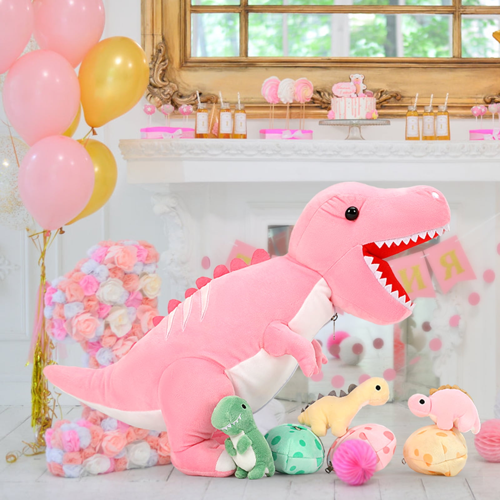 MorisMos 23.6" Stuffed Dinosaur Toy Mommy Dinosaur Plush with 3 Baby Stuffed Dinosaur Toys
