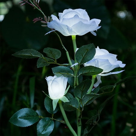

WEPRO Outdoor flower Rose White 3 Head LED Solar Lamp Light Decorative LED light