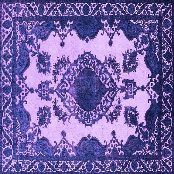 Ahgly Company Indoor Square Oriental Purple Industrial Area Rugs, 4' Square