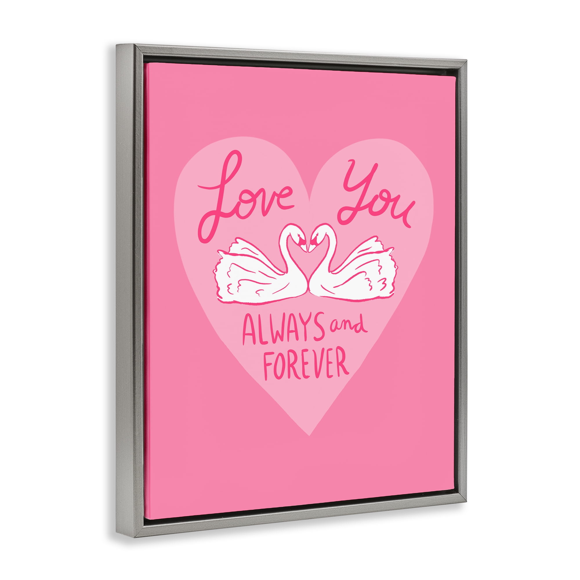 Always & Forever Swans Gray Framed Floater Canvas Wall Art, design by Juliet Meeks