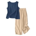 thumbnail image 4 of XXWXYD Girls Linen Pants Set Two Piece Summer Casual Beach Vacation Outfits Sleeveless Tank Top Wide Leg Business Clothes Toddler Girl Vacation Outfits, 4 of 5