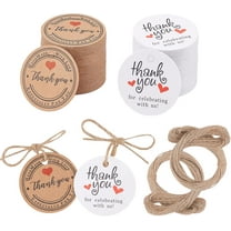 200pcs Round Paper Hang Tags Thank You Gift Tags Kraft Paper Tags Gift Tags with Jute Twine Wrapping Craftwork Wedding Birthday Thanksgiving Baby Shower Special Event Colorful