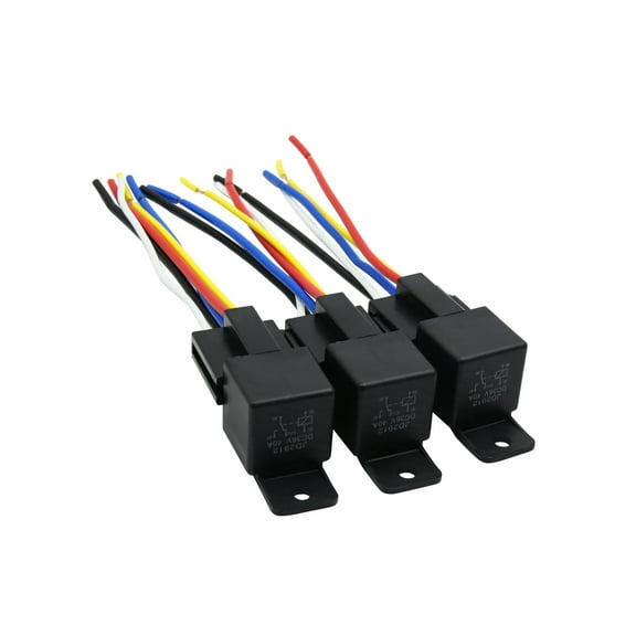 Unique Bargains DC 36V 40A SPDT Car Relay 5 Pin 5 Wires w/ Harness Socket Universal 3Pcs