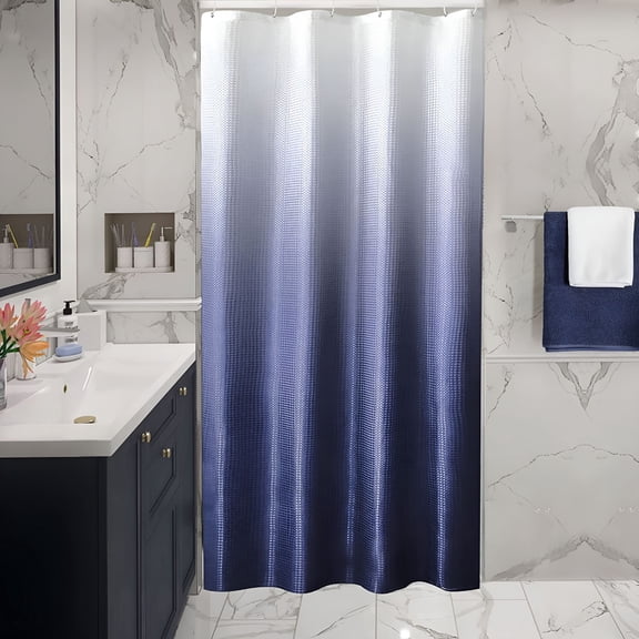 AUQ 2026 New Navy Blue Ombre Waffle Weave Shower Curtain,36 for Bathrooms, Showers, Home Decor, Modern Interiors, Bathroom Makeovers.