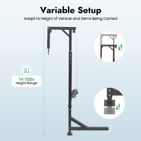 272kg/600lbs Truck Deer Hoist Game Lifting Hoist Vehicle Mounted Manual Crane