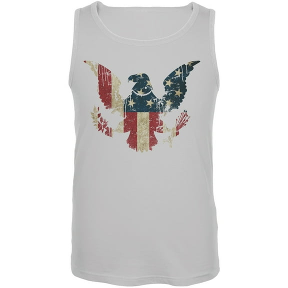 Eagle Distressed Flag White Adult Tank Top - Small
