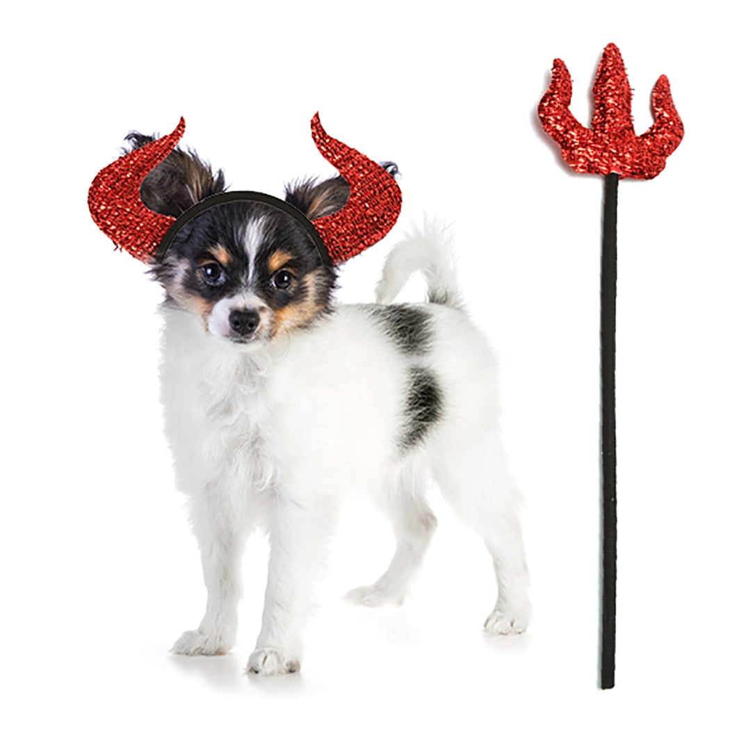 Halloween Pet Headband Dress up Dog Costume Headband with Devil Pitchfork