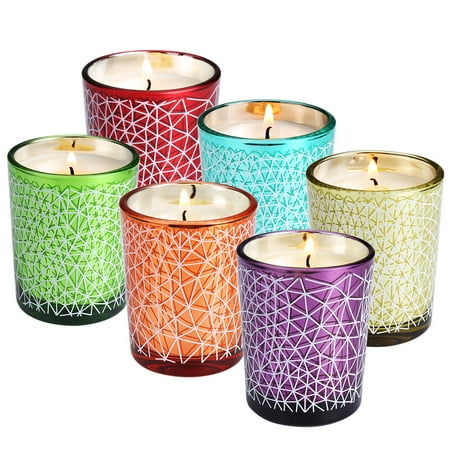 Soy Wax Votive - Black Friday Clearance!LANGRIA Scented Candles Soy Wax 6 Pack Gift Set,Mercury Glass Votive Candle for Weddings, Parties,Home Decor and Home Fragrance Candle Gifts