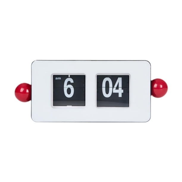 Reloj de mesa con tapa automática, adorno de escritorio, artesanía moderna, regalo de cumpleaños, número grande Rojo blanco