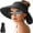 Black, variant on Sun Hats for Women Wide Brim Roll-Up Beach Ponytail Hat Packable Foldable Travel Straw Visor