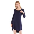 thumbnail image 5 of XBASW Women's Nightgown Long Sleeve Nightshirt Crewneck Sleepwear Loose Pajama Dress Spring Summer Loungewear S-XXL, 5 of 9