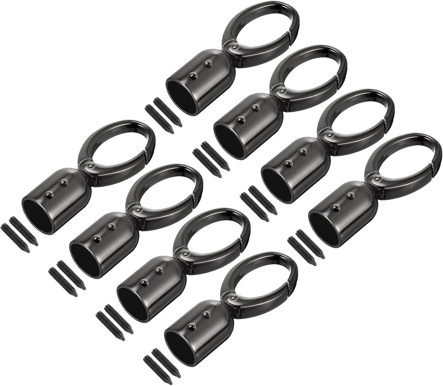 ABCISI Cord End Cap, 8Pcs 15mm/0.6" End Cap Barrel Beads Terminators Cord with Screws Finding for Tassel Jewelry Making Bag Strap DIY,  Silver
