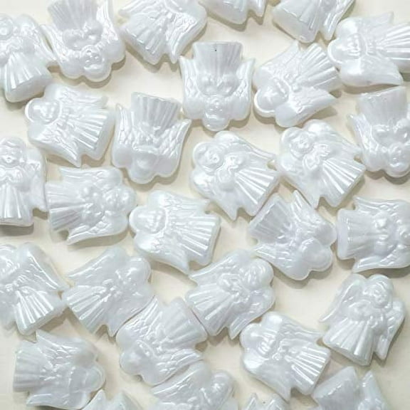 White Pearl Angel Beads Large Hole Lightweight Pony Beads Pk/12 Made in USA