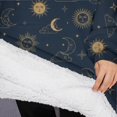 thumbnail image 3 of Oversized Wearable Blanket Hoodie,Dark Blue Sun Moon Cloud Star Pattern Sherpa Blanket Hoodie with Super Pockets,Super Warm Fuzzy Pullover for Women & Men, 3 of 6